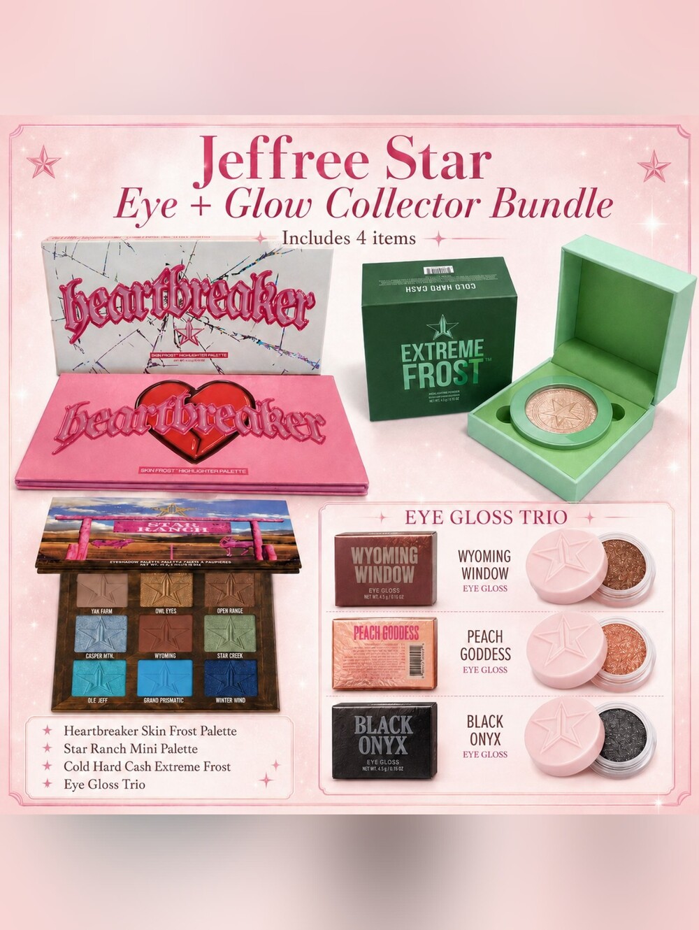 Jeffree Star Eye & Glow Collector Bundle All 6 Items NIB